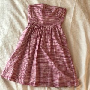 Banana Republic Pink and White Strapless Sundress